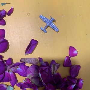Airplane rhinestone pin